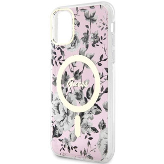 Guess GUHMN61HCFWSP iPhone 11 / Xr 6,1" růžové/růžové pevné pouzdro Flower MagSafe