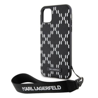 Karl Lagerfeld KLHCN61SAKLMBSK iPhone 11 / Xr 6,1&quot; černý/černý pevný obal Monogram Losange Saffiano