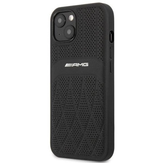 AMG AMHCP13MOSDBK iPhone 13 6,1" černo/černé pevné pouzdro Leather Curved Lines