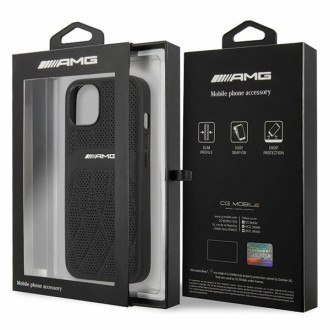 AMG AMHCP13MOSDBK iPhone 13 6,1" černo/černé pevné pouzdro Leather Curved Lines