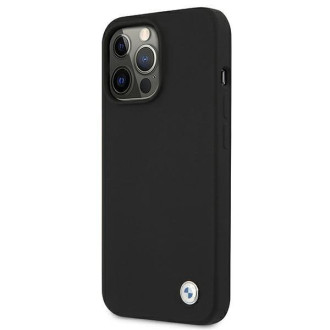 Pouzdro BMW BMHCP13LMSILBK iPhone 13 Pro / 13 6,1" černo/černé pevné pouzdro silikonové Signature