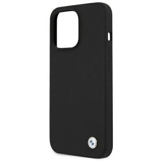 Pouzdro BMW BMHCP13LMSILBK iPhone 13 Pro / 13 6,1" černo/černé pevné pouzdro silikonové Signature