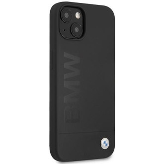 Pouzdro BMW BMHCP13MSLBLBK iPhone 13 6,1" černo/černé pevné pouzdro Silikonové Signature Logo