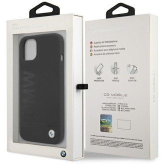 Pouzdro BMW BMHCP13MSLBLBK iPhone 13 6,1" černo/černé pevné pouzdro Silikonové Signature Logo