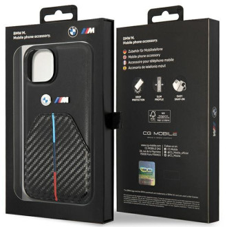 Pouzdro BMW BMHCP14S22NSTB iPhone 14 6.1" černo/černý Razítkovaný Tricolor Stripe