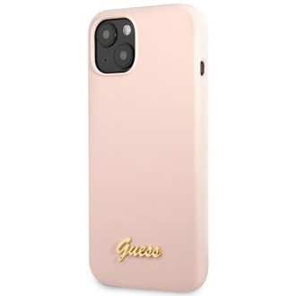 Guess GUHCP13MLSLMGLP iPhone 13 6,1" světle růžový/světle růžový pevný obal Silikonové zlaté logo Script