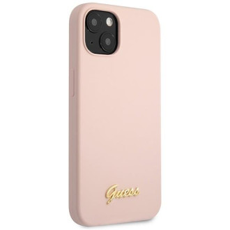 Guess GUHCP13MLSLMGLP iPhone 13 6,1" světle růžový/světle růžový pevný obal Silikonové zlaté logo Script