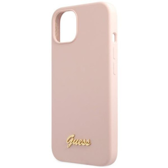 Guess GUHCP13MLSLMGLP iPhone 13 6,1" světle růžový/světle růžový pevný obal Silikonové zlaté logo Script