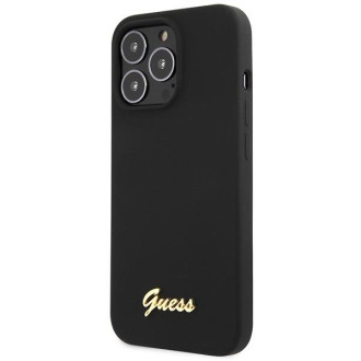 Guess GUHCP13XLSLMGBK iPhone 13 Pro Max 6,7" černý/černý pevný obal Silikonové zlaté logo Script