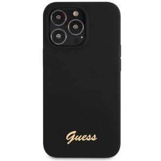 Guess GUHCP13XLSLMGBK iPhone 13 Pro Max 6,7" černý/černý pevný obal Silikonové zlaté logo Script