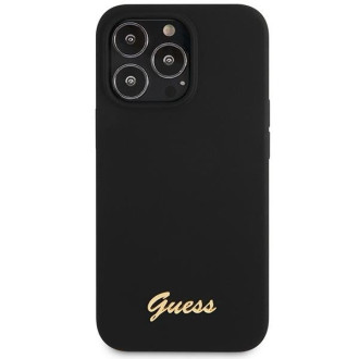 Guess GUHCP13XLSLMGBK iPhone 13 Pro Max 6,7" černý/černý pevný obal Silikonové zlaté logo Script