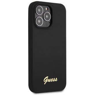 Guess GUHCP13XLSLMGBK iPhone 13 Pro Max 6,7" černý/černý pevný obal Silikonové zlaté logo Script