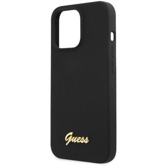 Guess GUHCP13XLSLMGBK iPhone 13 Pro Max 6,7" černý/černý pevný obal Silikonové zlaté logo Script