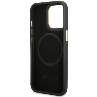 Guess GUHMP14LSAPSTK iPhone 14 Pro 6,1" černo/černé pevné pouzdro Peony Logo Plate MagSafe