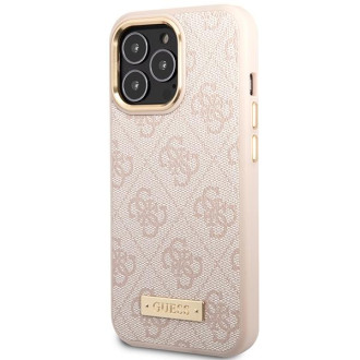 Guess GUHMP14LU4GPRP iPhone 14 Pro 6,1" růžové/růžové pevné pouzdro 4G Logo Plate MagSafe