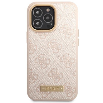 Guess GUHMP14LU4GPRP iPhone 14 Pro 6,1" růžové/růžové pevné pouzdro 4G Logo Plate MagSafe