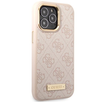 Guess GUHMP14LU4GPRP iPhone 14 Pro 6,1" růžové/růžové pevné pouzdro 4G Logo Plate MagSafe
