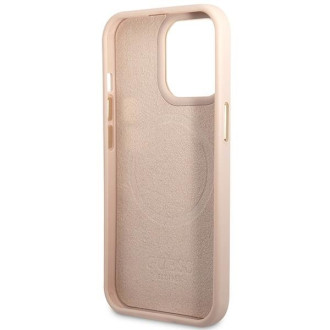 Guess GUHMP14LU4GPRP iPhone 14 Pro 6,1" růžové/růžové pevné pouzdro 4G Logo Plate MagSafe