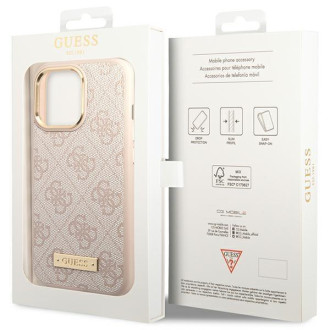 Guess GUHMP14LU4GPRP iPhone 14 Pro 6,1" růžové/růžové pevné pouzdro 4G Logo Plate MagSafe