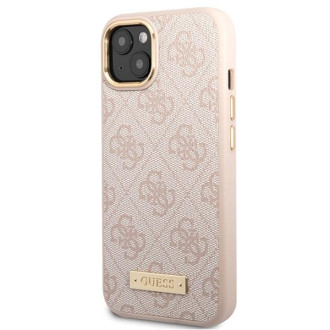 Guess GUHMP14SU4GPRP iPhone 14 6,1" růžové/růžové pevné pouzdro 4G Logo Plate MagSafe