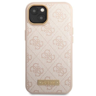 Guess GUHMP14SU4GPRP iPhone 14 6,1" růžové/růžové pevné pouzdro 4G Logo Plate MagSafe
