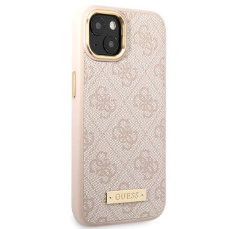Guess GUHMP14SU4GPRP iPhone 14 6,1" růžové/růžové pevné pouzdro 4G Logo Plate MagSafe