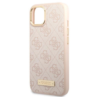 Guess GUHMP14SU4GPRP iPhone 14 6,1" růžové/růžové pevné pouzdro 4G Logo Plate MagSafe