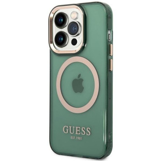 Guess GUHMP14XHTCMA iPhone 14 Pro Max 6,7" zelený/khaki pevný obal Gold Outline Translucent MagSafe