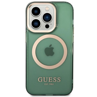 Guess GUHMP14XHTCMA iPhone 14 Pro Max 6,7" zelený/khaki pevný obal Gold Outline Translucent MagSafe