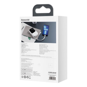 Baseus Qpow Digital Display Power Bank s rychlým nabíjením 20000mAh 20W QC/PD/SCP/FCP s vestavěným Lightning kabelem Bílá