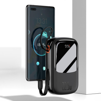 Baseus Qpow Digital Display Power Bank s rychlým nabíjením 20000mAh 20W QC/PD/SCP/FCP s vestavěným Lightning kabelem Bílá