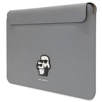 Karl Lagerfeld Sleeve KLCS16SAKCPMG 16" stříbrná/stříbrná Saffiano Karl&Choupette