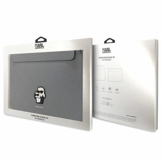 Karl Lagerfeld Sleeve KLCS16SAKCPMG 16" stříbrná/stříbrná Saffiano Karl&Choupette