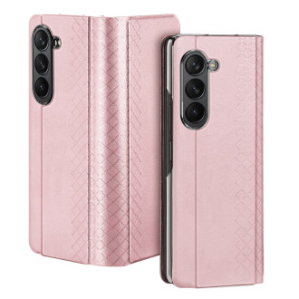 Kožené flipové pouzdro na peněženku Samsung Galaxy Z Fold5 5G Dux Ducis Bril – růžové