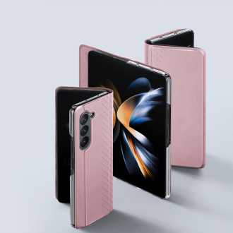 Kožené flipové pouzdro na peněženku Samsung Galaxy Z Fold5 5G Dux Ducis Bril – růžové