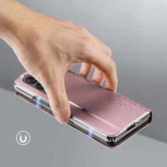 Kožené flipové pouzdro na peněženku Samsung Galaxy Z Fold5 5G Dux Ducis Bril – růžové