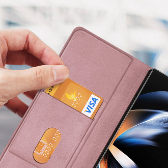 Kožené flipové pouzdro na peněženku Samsung Galaxy Z Fold5 5G Dux Ducis Bril – růžové