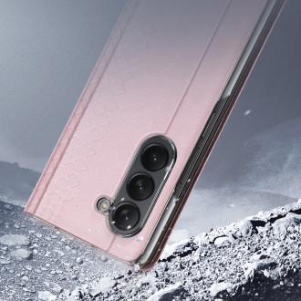 Kožené flipové pouzdro na peněženku Samsung Galaxy Z Fold5 5G Dux Ducis Bril – růžové
