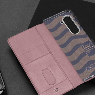 Kožené flipové pouzdro na peněženku Samsung Galaxy Z Fold5 5G Dux Ducis Bril – růžové