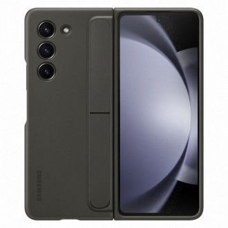 Silikonové pouzdro pro Samsung Galaxy Z Fold 5 se stojánkem a popruhem - černé