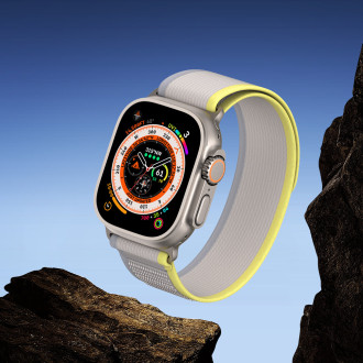 Sportovní řemínek na suchý zip pro Apple Watch Ultra/8/7/6/SE/5/4/3/2/1 (42, 44, 45, 49 mm) Dux Ducis Strap YJ verze – žluto-béžová