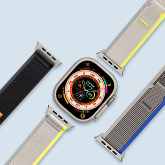 Sportovní řemínek na suchý zip pro Apple Watch Ultra/8/7/6/SE/5/4/3/2/1 (42, 44, 45, 49 mm) Dux Ducis Strap YJ verze – modrá šedá