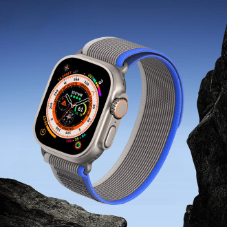 Sportovní řemínek na suchý zip pro Apple Watch 8 / 7 / 6 / SE / 5 / 4 / 3 / 2 / 1 (38, 40, 41 mm) Dux Ducis Strap YJ verze - modrá šedá