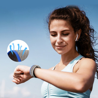Sportovní řemínek na suchý zip pro Apple Watch 8 / 7 / 6 / SE / 5 / 4 / 3 / 2 / 1 (38, 40, 41 mm) Dux Ducis Strap YJ verze - modrá šedá