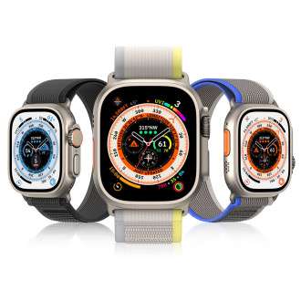 Sportovní řemínek na suchý zip pro Apple Watch 8 / 7 / 6 / SE / 5 / 4 / 3 / 2 / 1 (38, 40, 41 mm) Dux Ducis Strap YJ verze - černá / šedá
