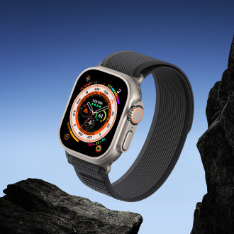 Sportovní řemínek na suchý zip pro Apple Watch 8 / 7 / 6 / SE / 5 / 4 / 3 / 2 / 1 (38, 40, 41 mm) Dux Ducis Strap YJ verze - černá / šedá