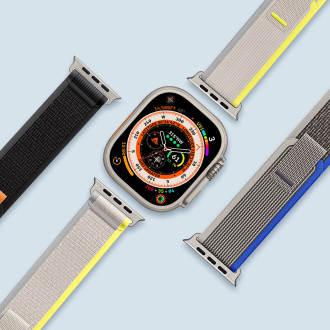 Sportovní řemínek na suchý zip pro Apple Watch 8 / 7 / 6 / SE / 5 / 4 / 3 / 2 / 1 (38, 40, 41 mm) Dux Ducis Strap YJ verze - černá / šedá