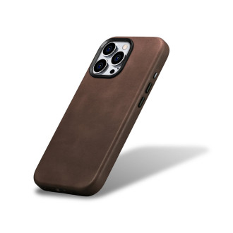 Kožené pouzdro kompatibilní s MagSafe pro iPhone 15 Pro Max iCarer Oil Wax Premium Leather – hnědé