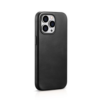 Kožené pouzdro kompatibilní s MagSafe pro iPhone 15 Pro Max iCarer Oil Wax Premium Leather – černé