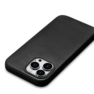 Kožené pouzdro kompatibilní s MagSafe pro iPhone 15 Pro Max iCarer Oil Wax Premium Leather – černé